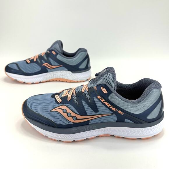 Saucony Guide ISO Everun Women Running Shoes Size 10 Blue/Peach/Gray Knit Comfy - Picture 3 of 16